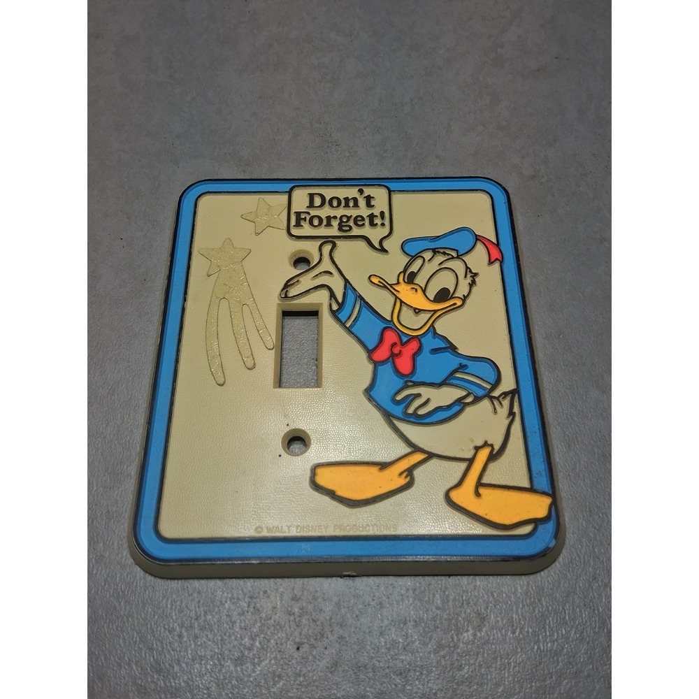 Vintage Daffy Duck light switch plate cover Disney Glow Dark 70s Don't Forget